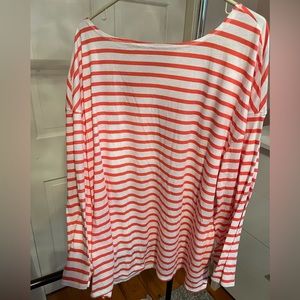 Lane Bryant peach striped boat neck long sleeve tee.